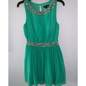Jodi Kristipher midi turquoise prom dress